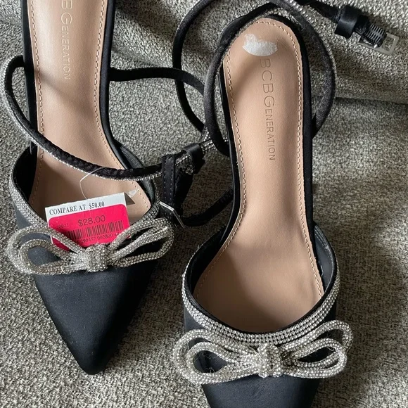 BCBGeneration Black Heels with Silver Accents - Picture 1 of 3